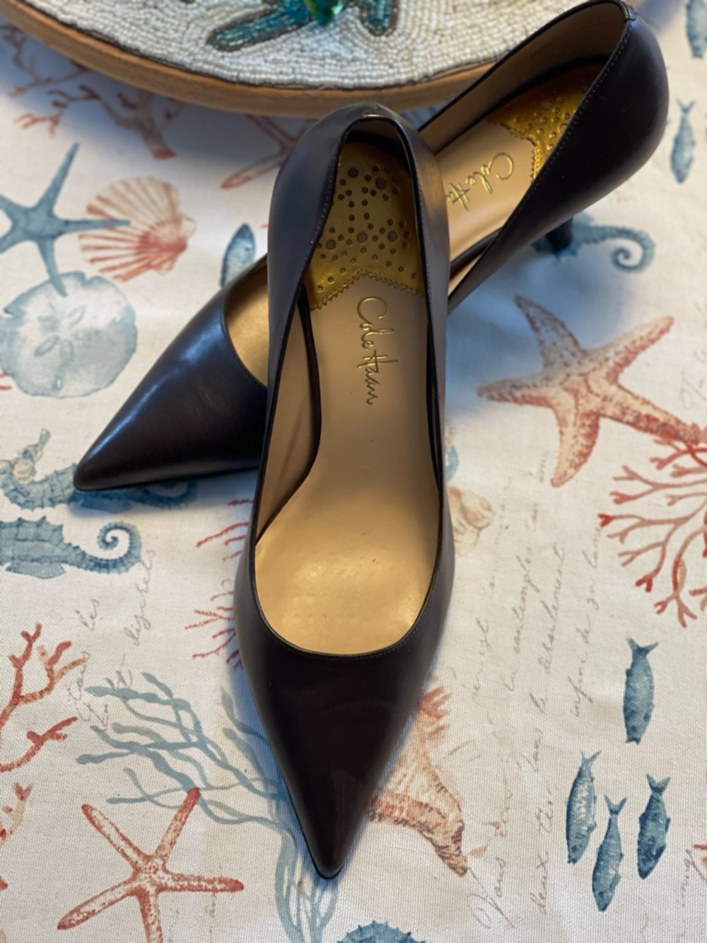Cole Haan - Brown Leather Pointed-Toe Pumps